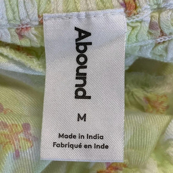 Abound Women's Floral Ruffle Cropped Green Lime Cream in Picnic Check M NWT - Picture 7 of 12